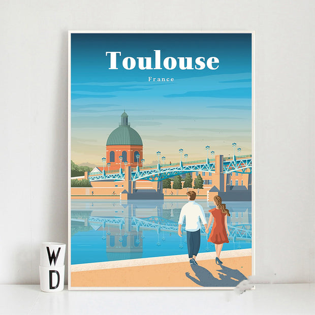 Travel Poster French City Dubai Canvas Print Wall Mural